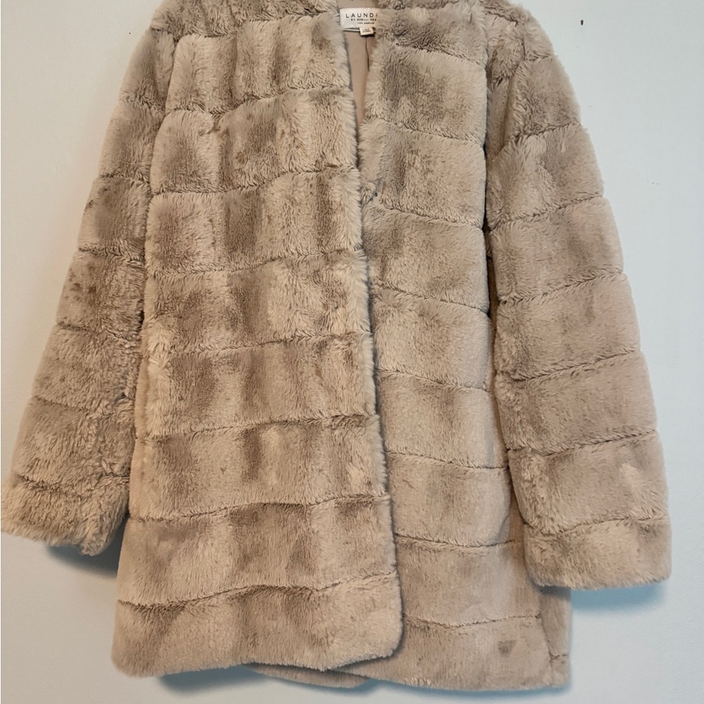 Laundry By Shelli Segal Cream Teddy Jacket Plush Texture